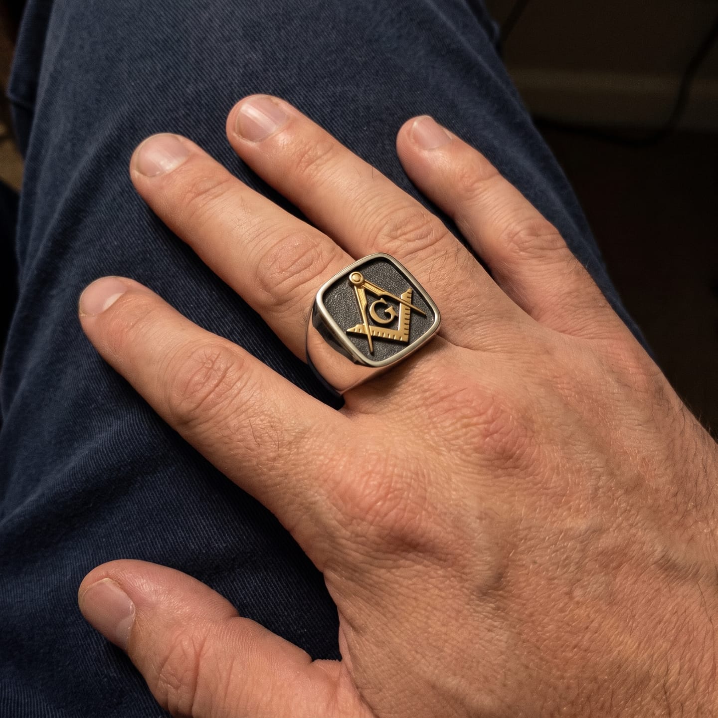 Customer photo review of Masonic Letter G Signet Ring