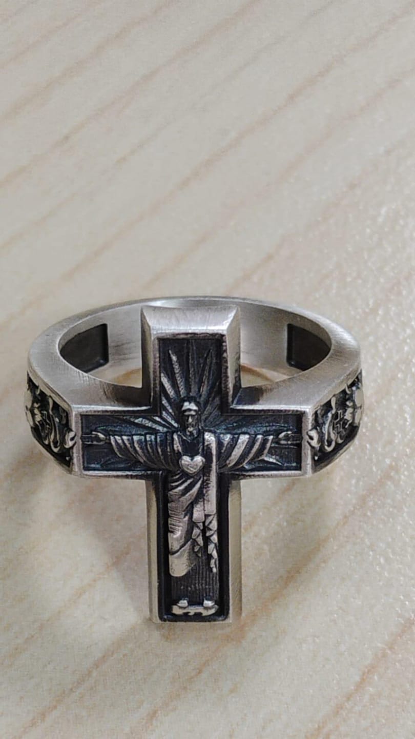 Customer photo review of Sacred Heart Cross Ring