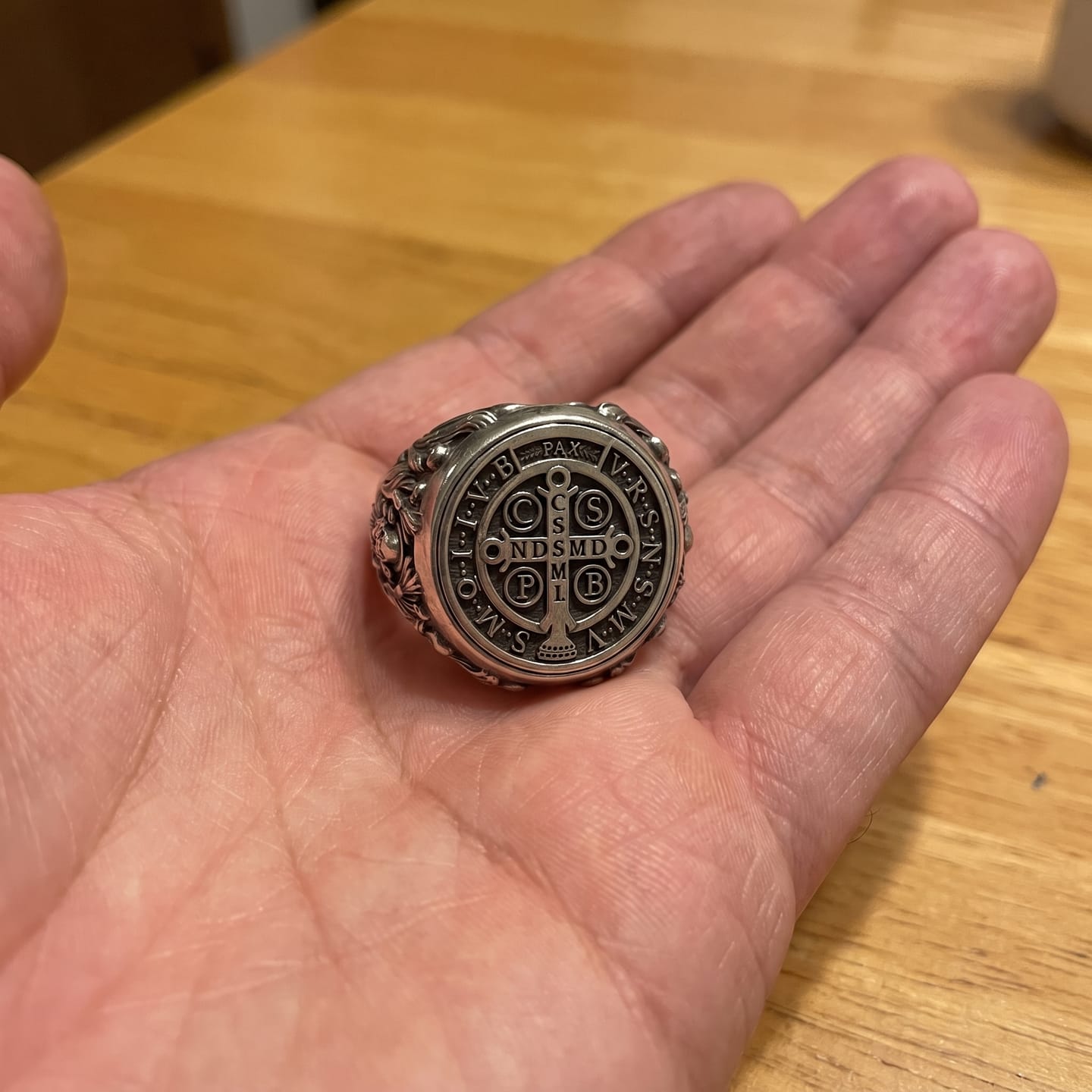 Customer photo review of Saint Benedict Signet Ring