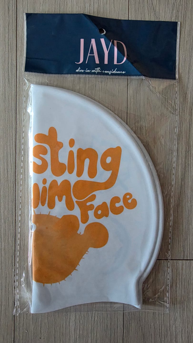 Customer photo review of JAYD Swim Cap - Resting Swim Face