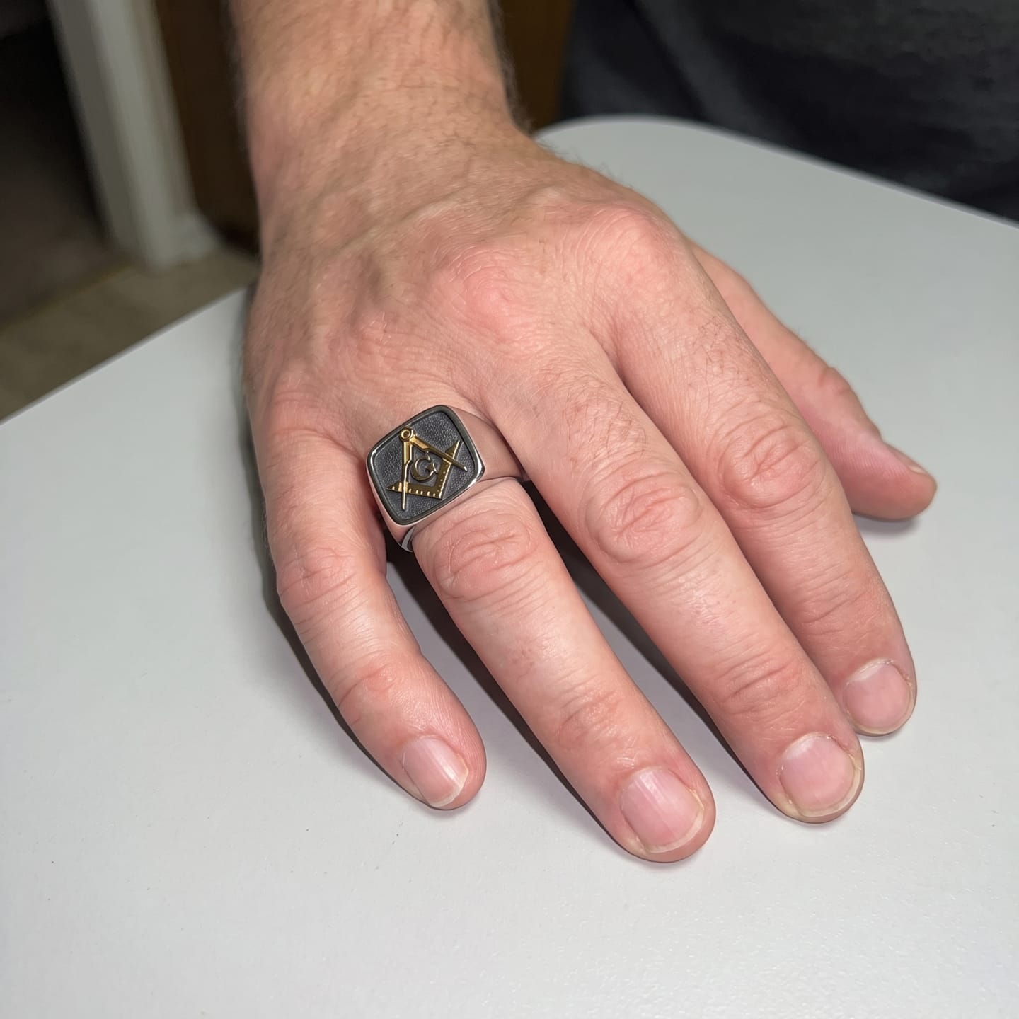 Customer photo review of Masonic Letter G Signet Ring