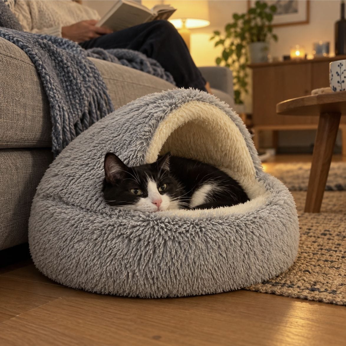 Customer photo review of Snuggle Haven Cozy Cave Pet Bed