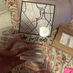 Customer photo review of Where We Met Map Plaque