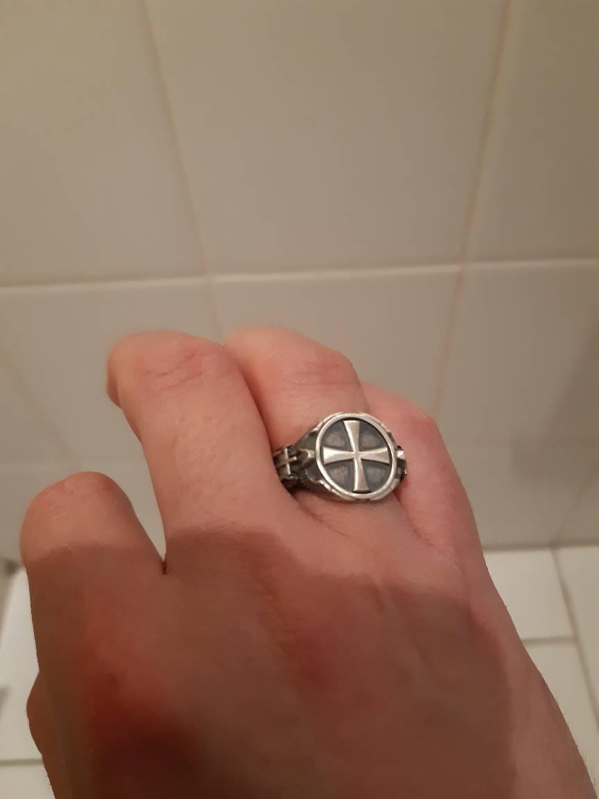 Customer photo review of Crucifix Angel Ring