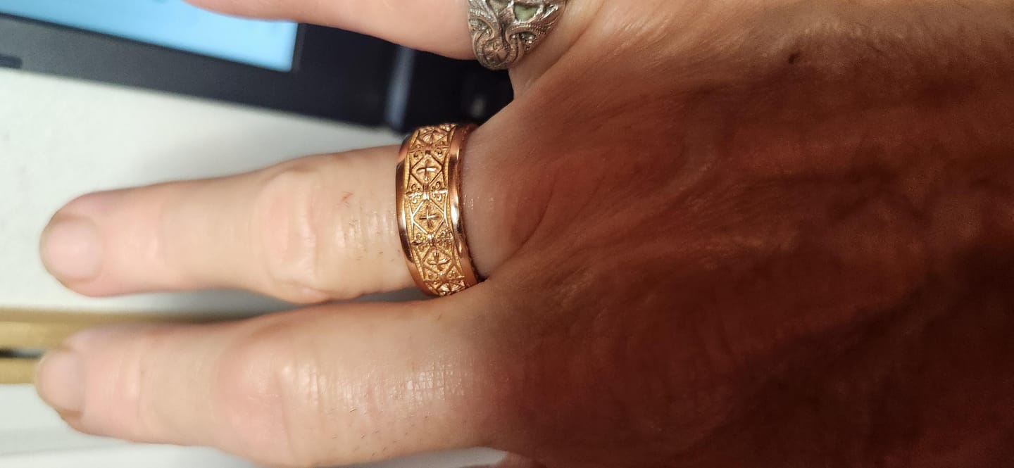 Customer photo review of Cross Fleur de Lis Ring