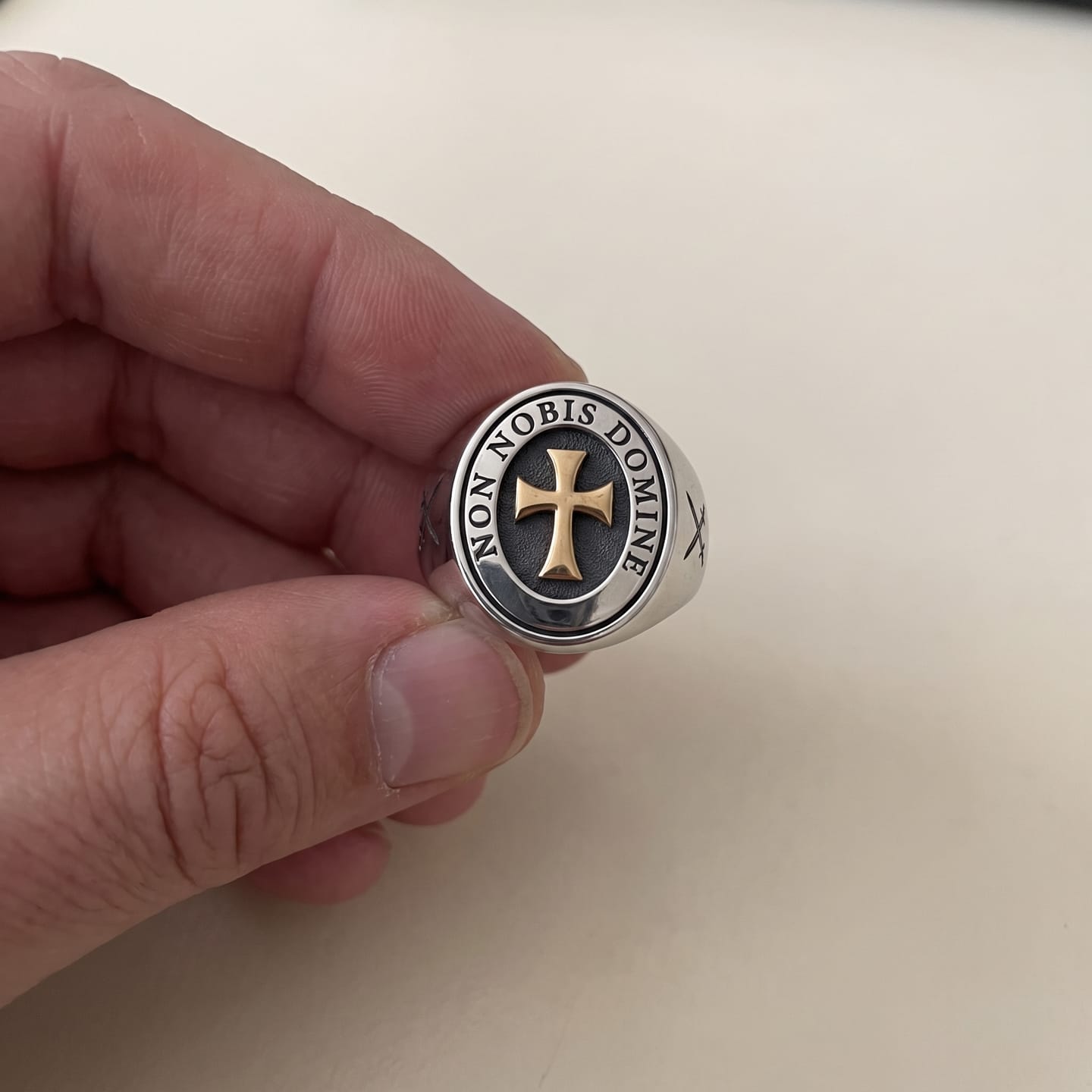 Customer photo review of Non Nobis Domine Templar Ring