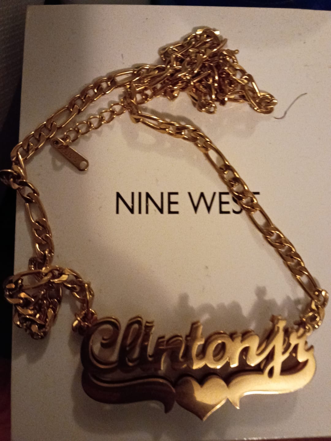 Customer photo review of Classic Heart Bar 3D Plated Name Necklace
