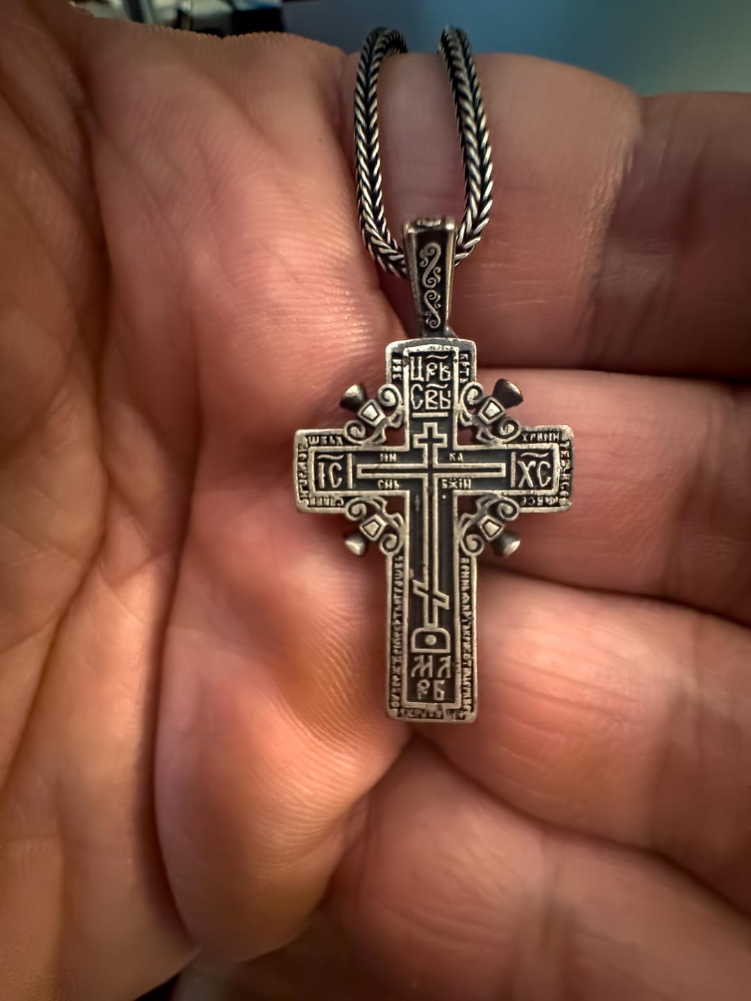 Customer photo review of Russian Orthodox Cross Pendant