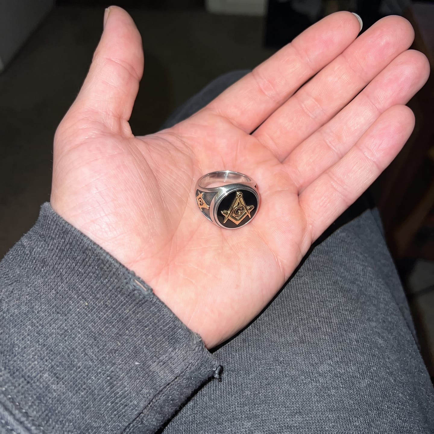 Customer photo review of Letter G Masonic Signet Ring