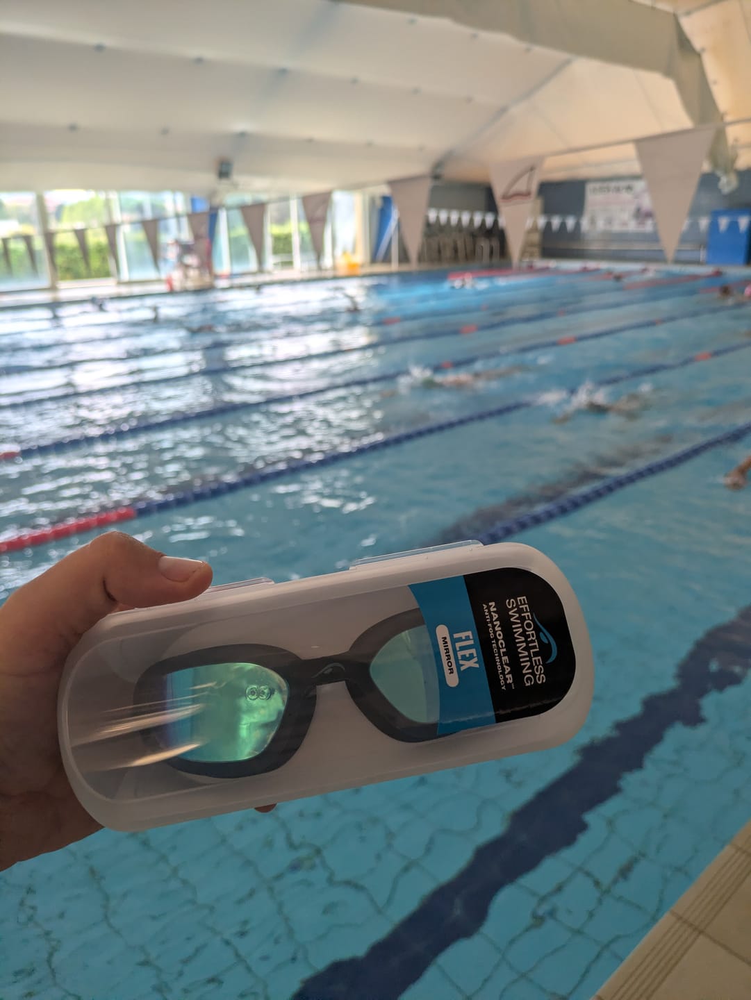Customer photo review of NanoClear™ Flex Swim Goggles Blue Mirror - (Black)