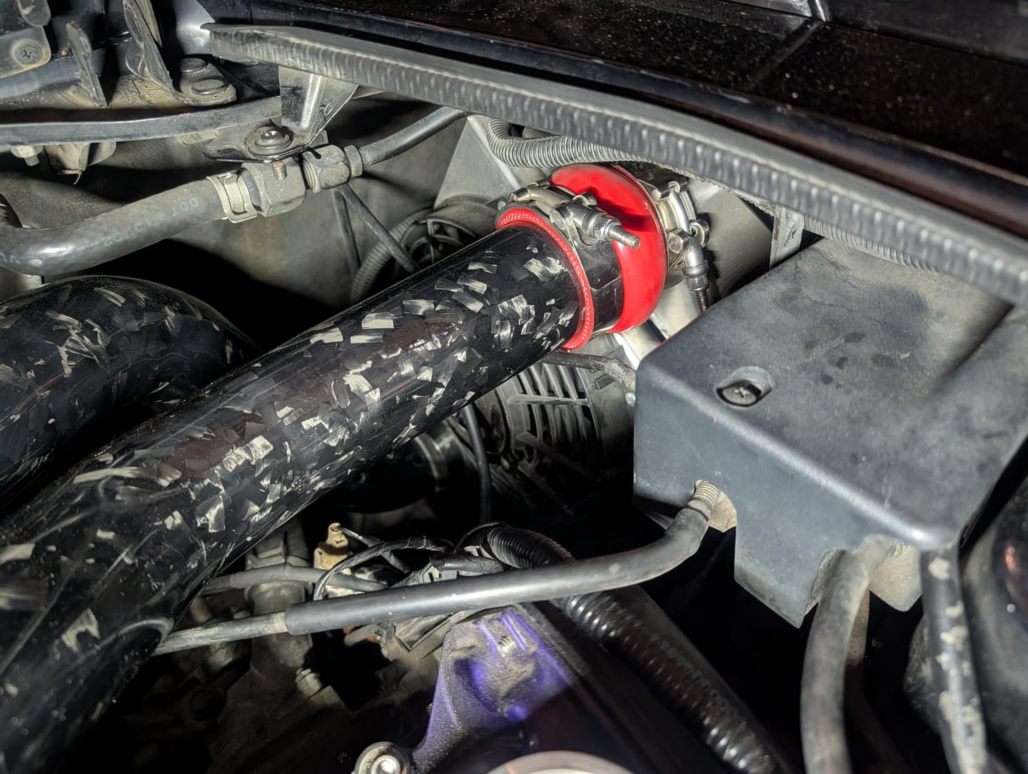 Customer photo review of Carbon Fiber/Forged CF Intercooler Pipes - For Side Mount Intercooler - (NEW VERSION 2.3 Q4 2022+)