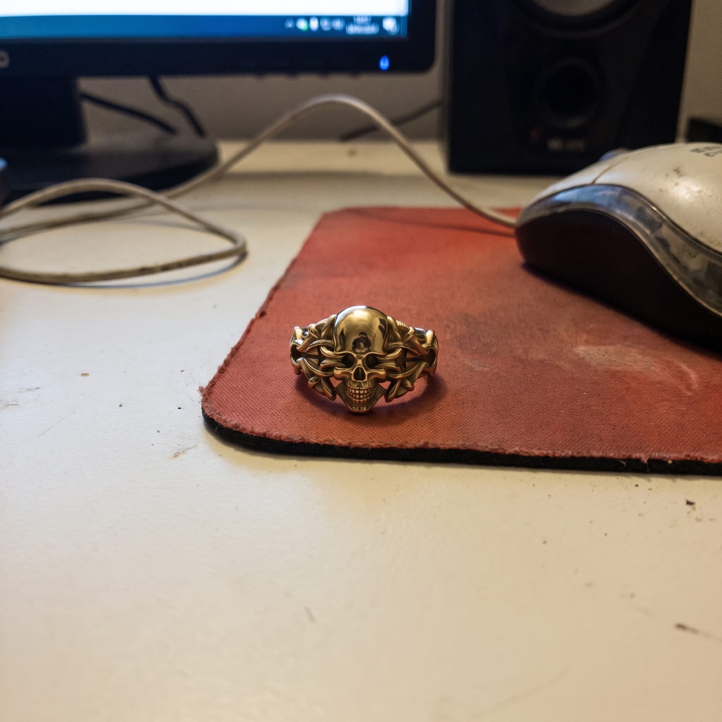 Customer photo review of Tribal Biker Skull Ring
