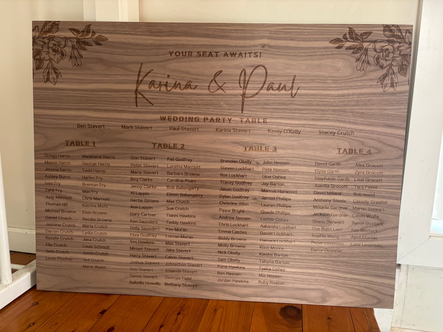 Customer photo review of Timber Seating Plan Sign Horizontal Signage