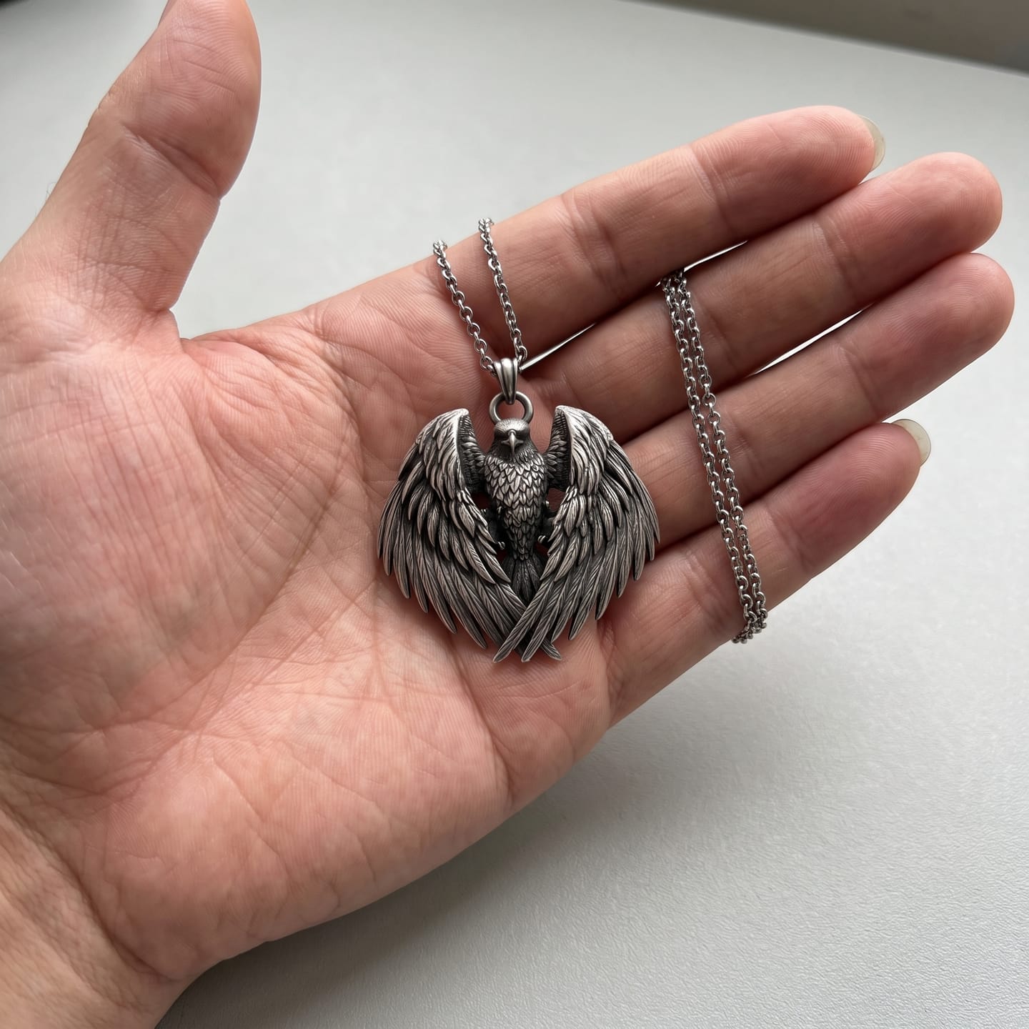 Customer photo review of Eagle Wings Pendant