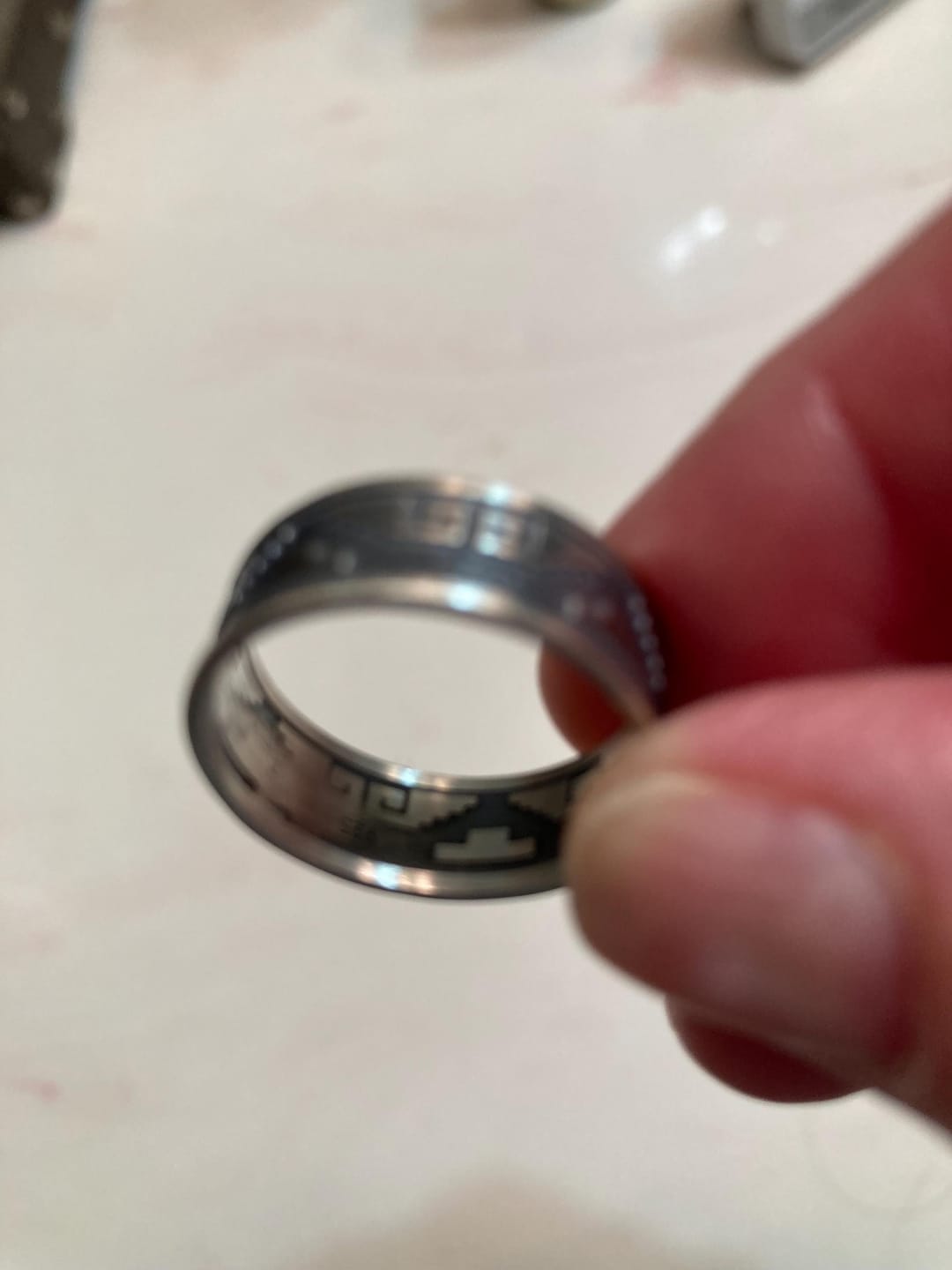 Customer photo review of Aztec Pattern Ring