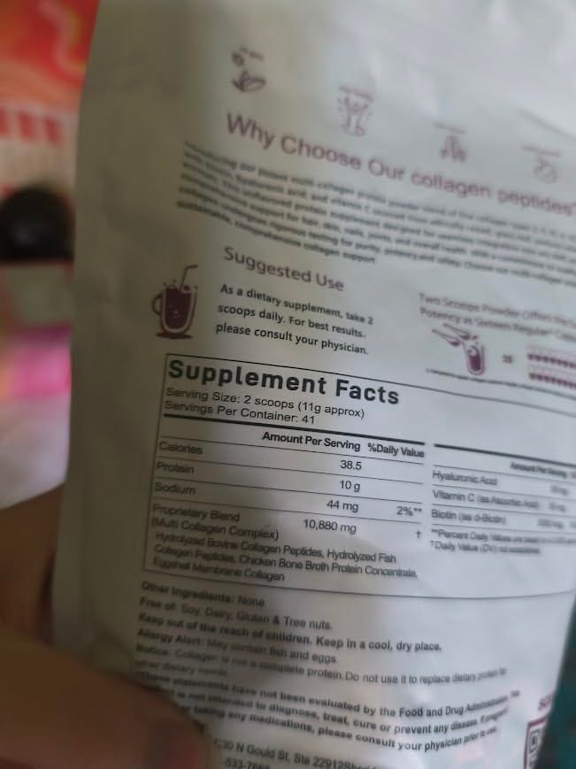 Customer photo review of Multi Collagen Peptides Powder for Women – Types I, II, III, V & X – 454g