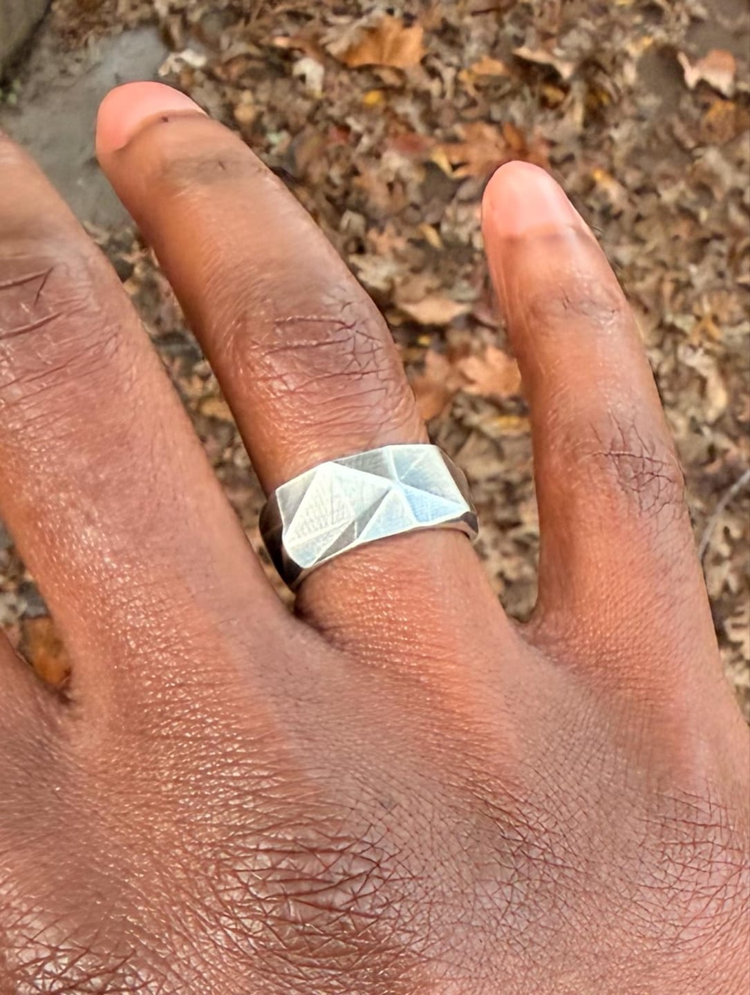 Customer photo review of Geometric Faceted Ring