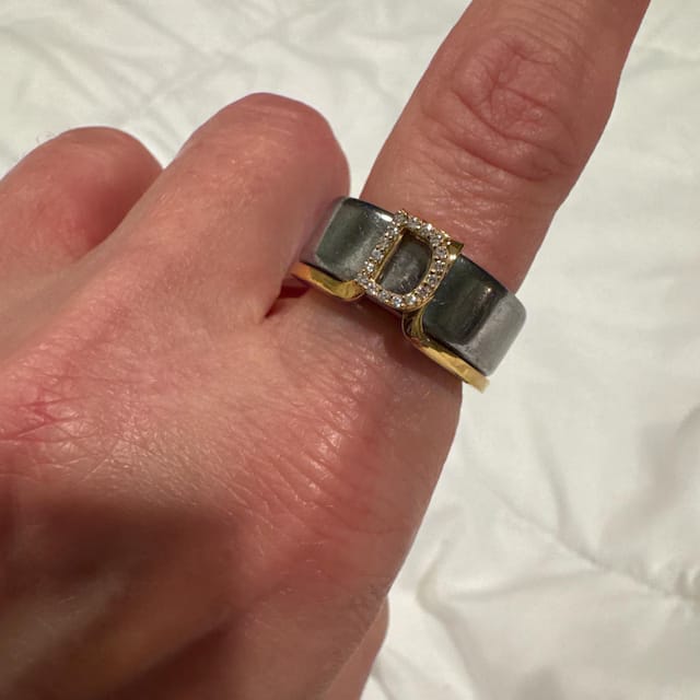 Customer photo review of Custom Initial Oura Ring Cover CZ Pave Letter Ring