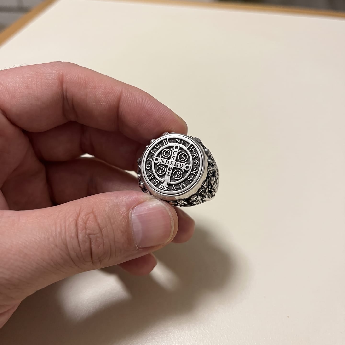 Customer photo review of Saint Benedict Signet Ring