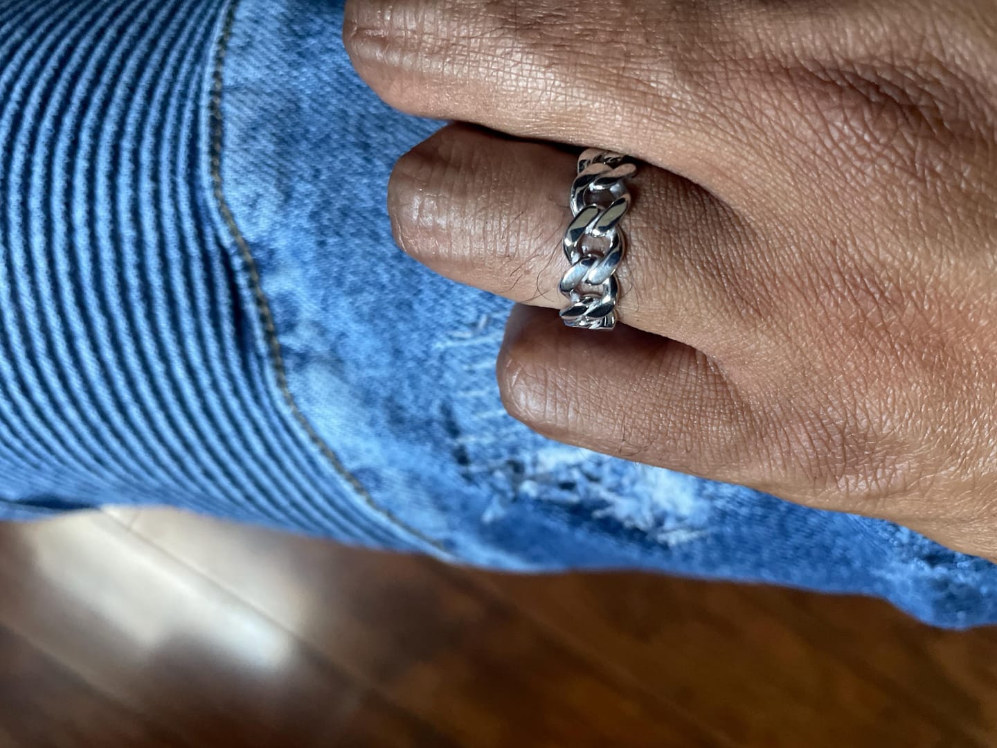 Customer photo review of Flat Cuban Chain Ring