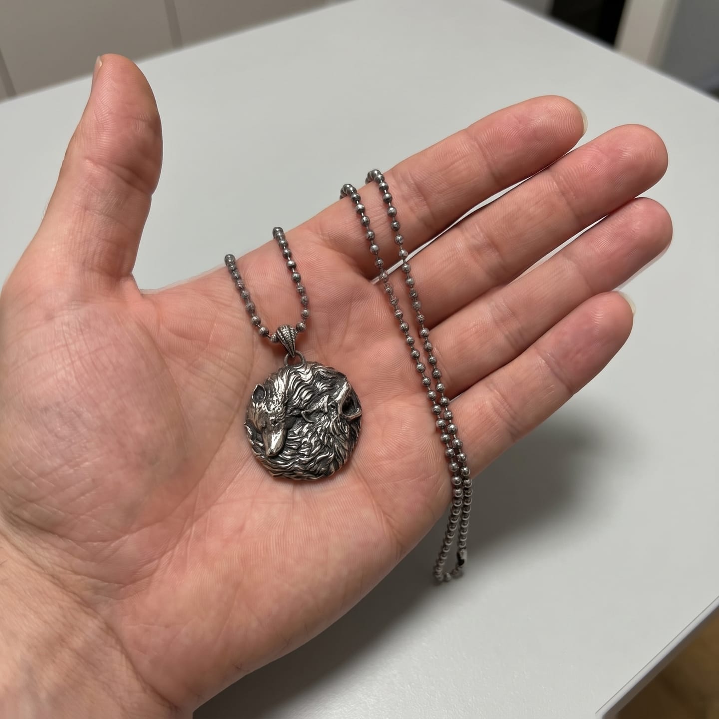 Customer photo review of Dual Wolf Yin Yang Pendant