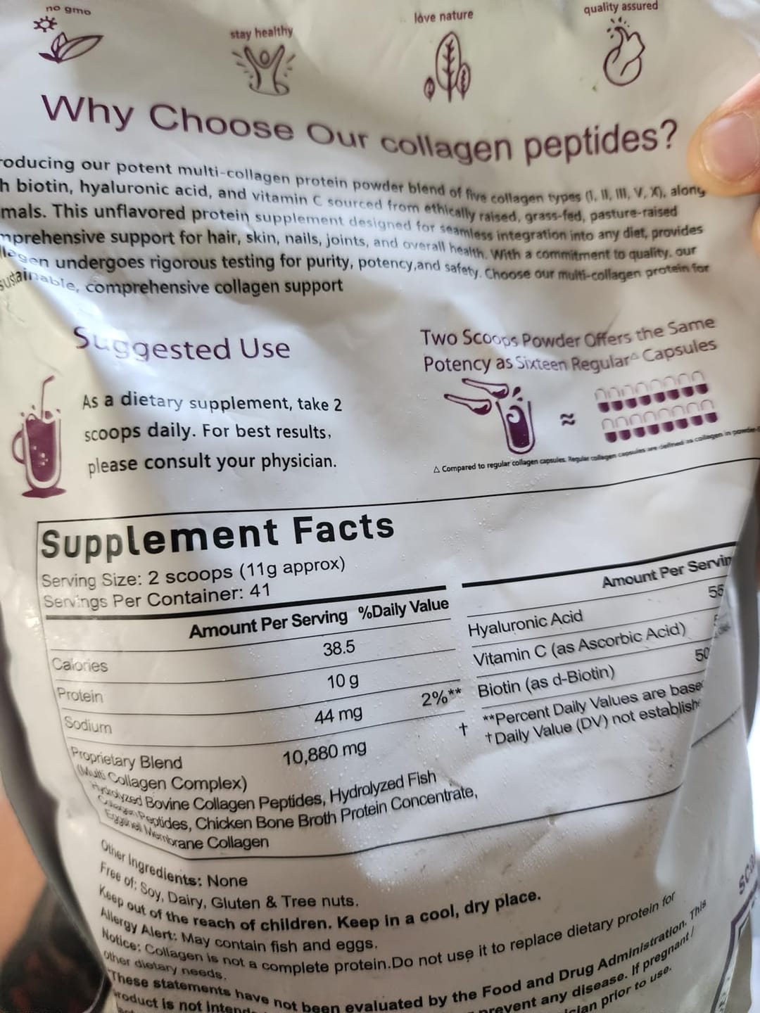 Customer photo review of Multi Collagen Peptides Powder for Women – Types I, II, III, V & X – 454g