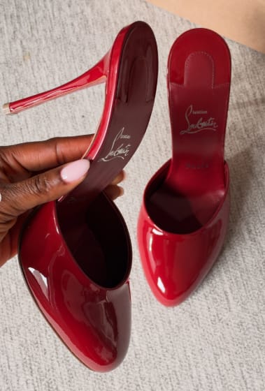 Customer photo review of Christian Louboutin 2026 Dolly Mule 100mm Patent Leather