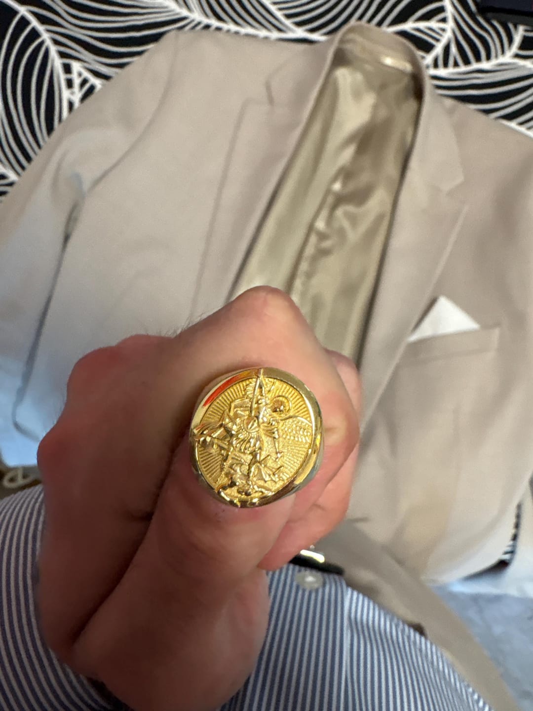 Customer photo review of Saint Michael Scales Ring