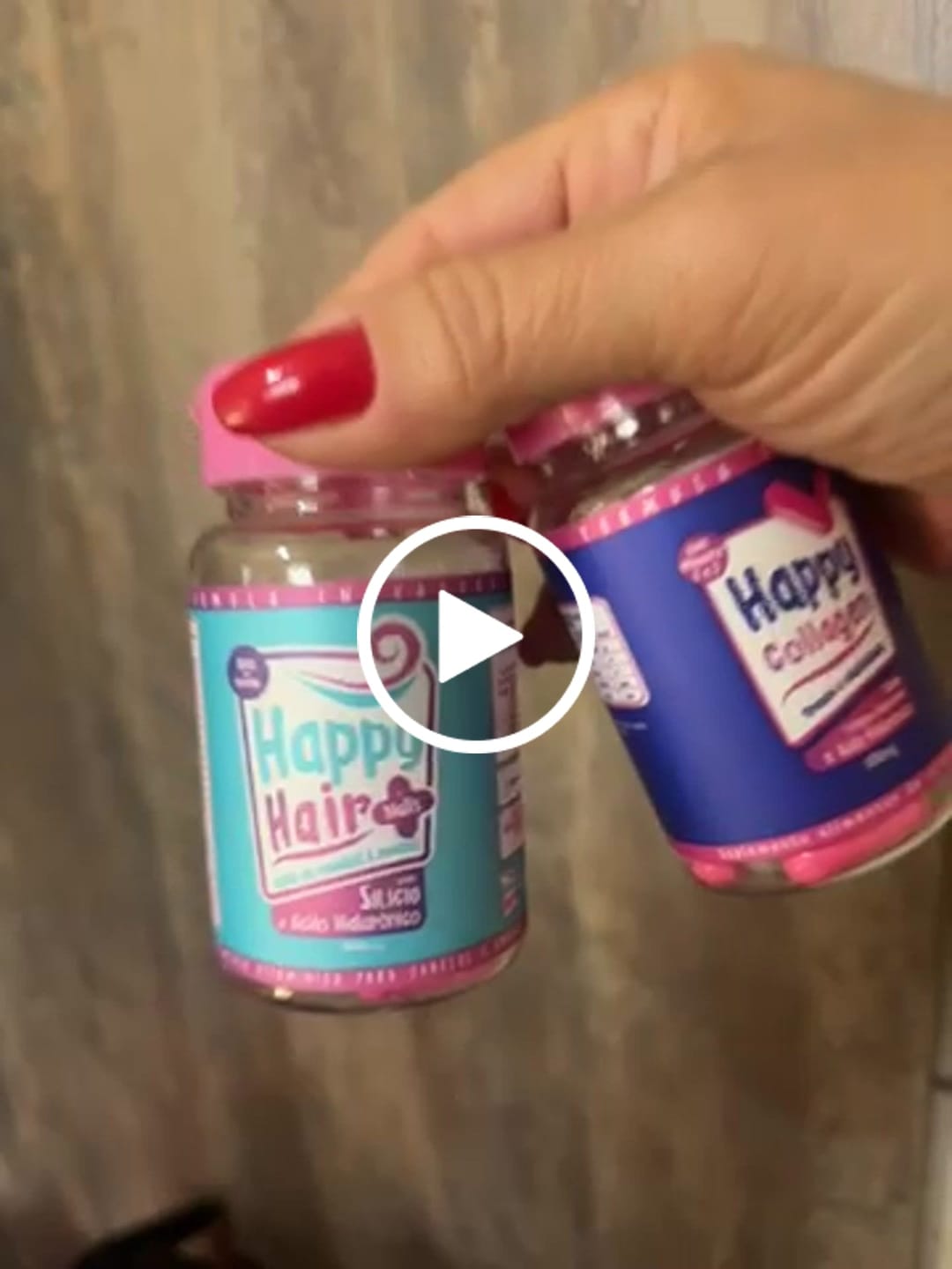 Customer video review of Happy Hair 3 Potes + 1 Colágeno Grátis