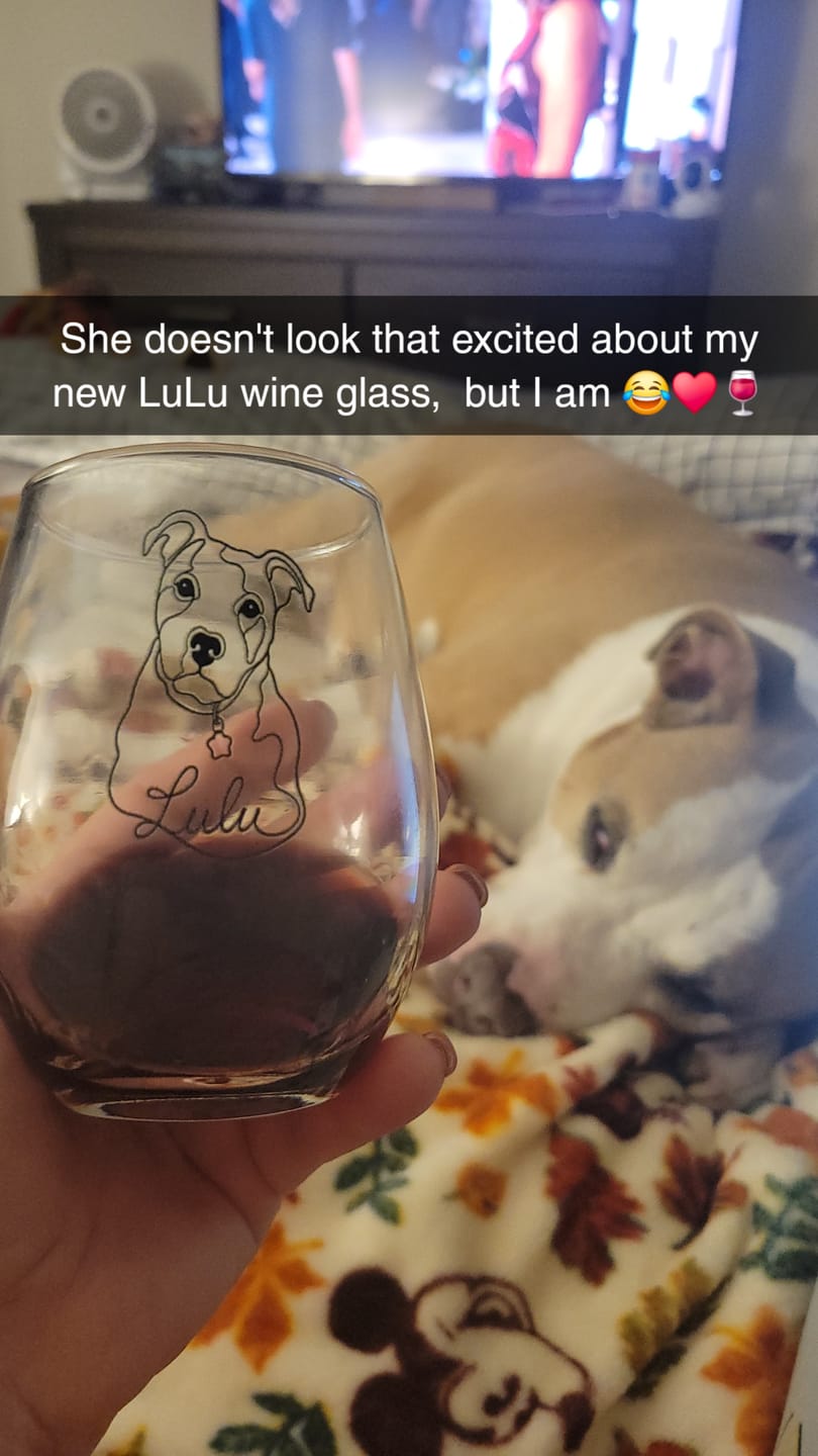 Customer photo review of Personalized Wine Glass - Lineart