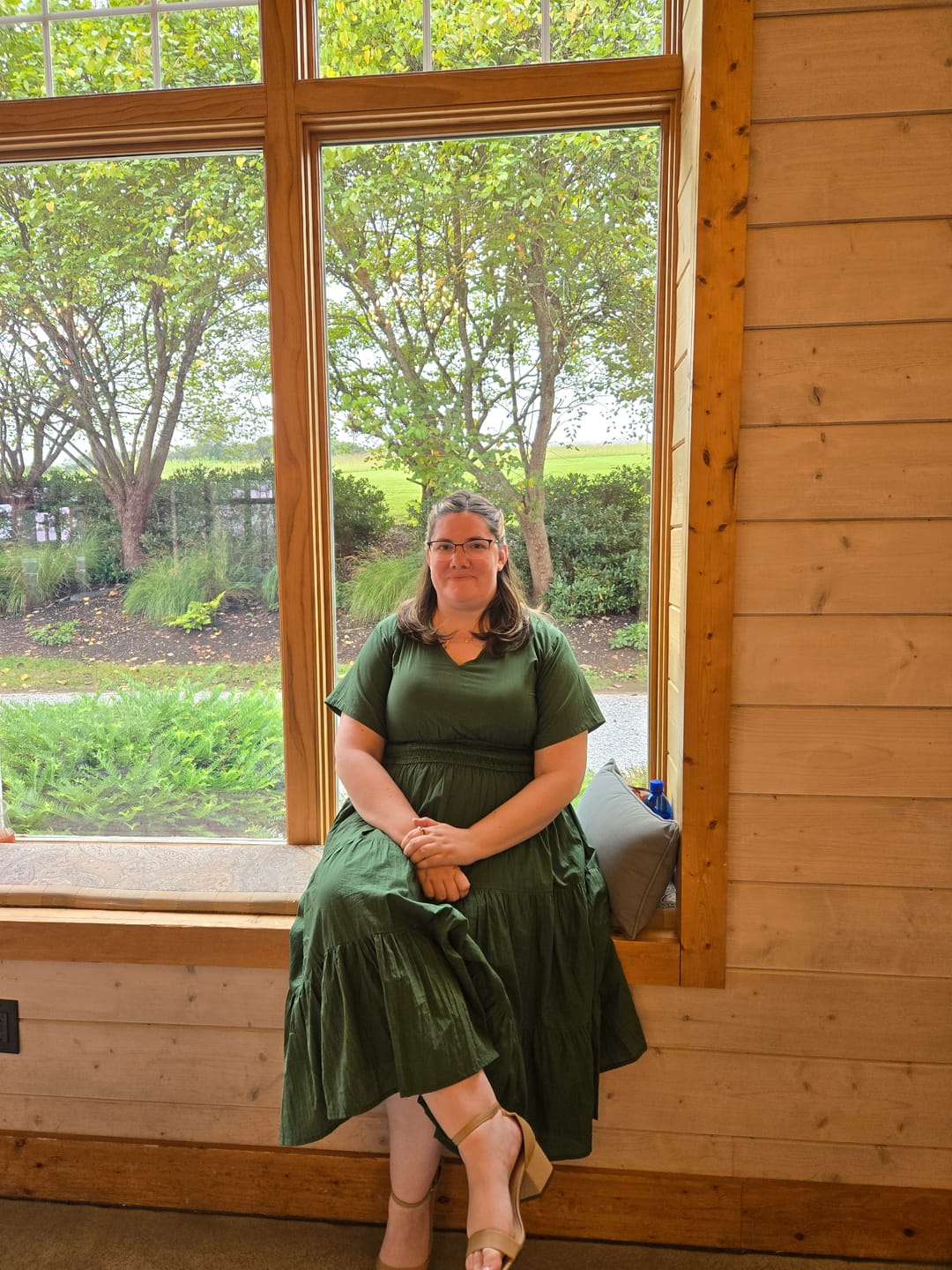 Customer photo review of Forest Green Cotton Fit and Flare Maxi Tier Dress