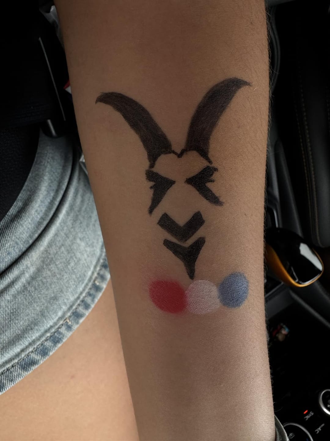 Customer photo review of Blue Squid PRO Face Paint Stick - Waterproof Body Paint for Adults & Kids Eye Black Baseball, Softball - Vegan Hypoallergenic Twist-Up Non-Toxic Makeup Stick for Cosplay, Sports & SFX