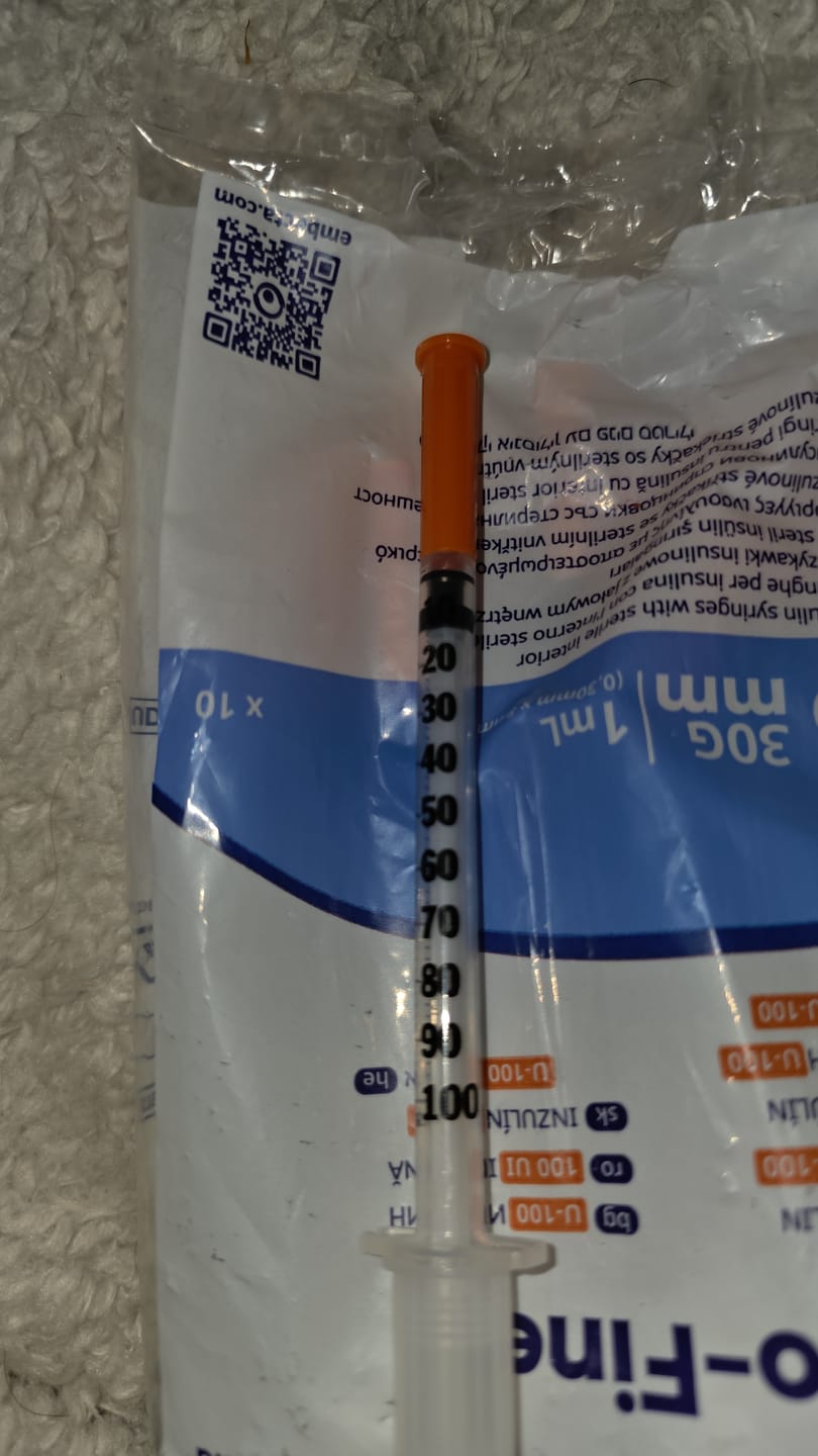 Customer photo review of Microfine 1ml Insulin Needle U100 30g x 8mm - Box of 100