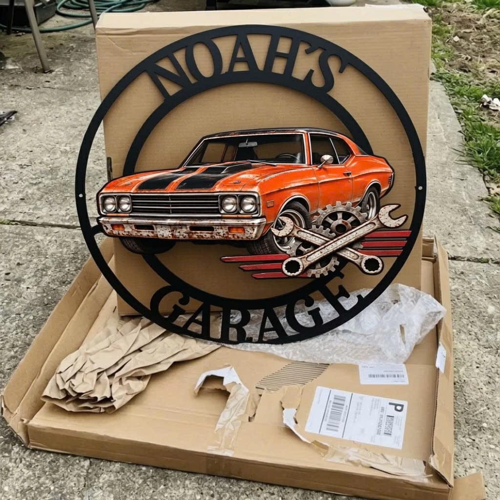 Customer photo review of This Is His Garage - Personalized Custom Shaped Metal Sign