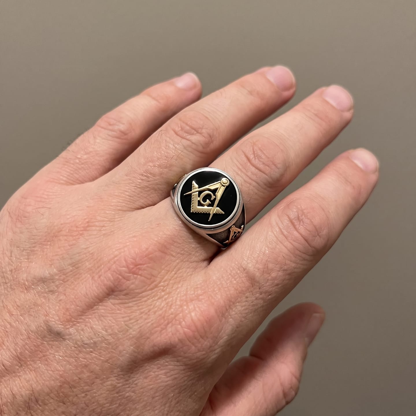 Customer photo review of Letter G Masonic Signet Ring