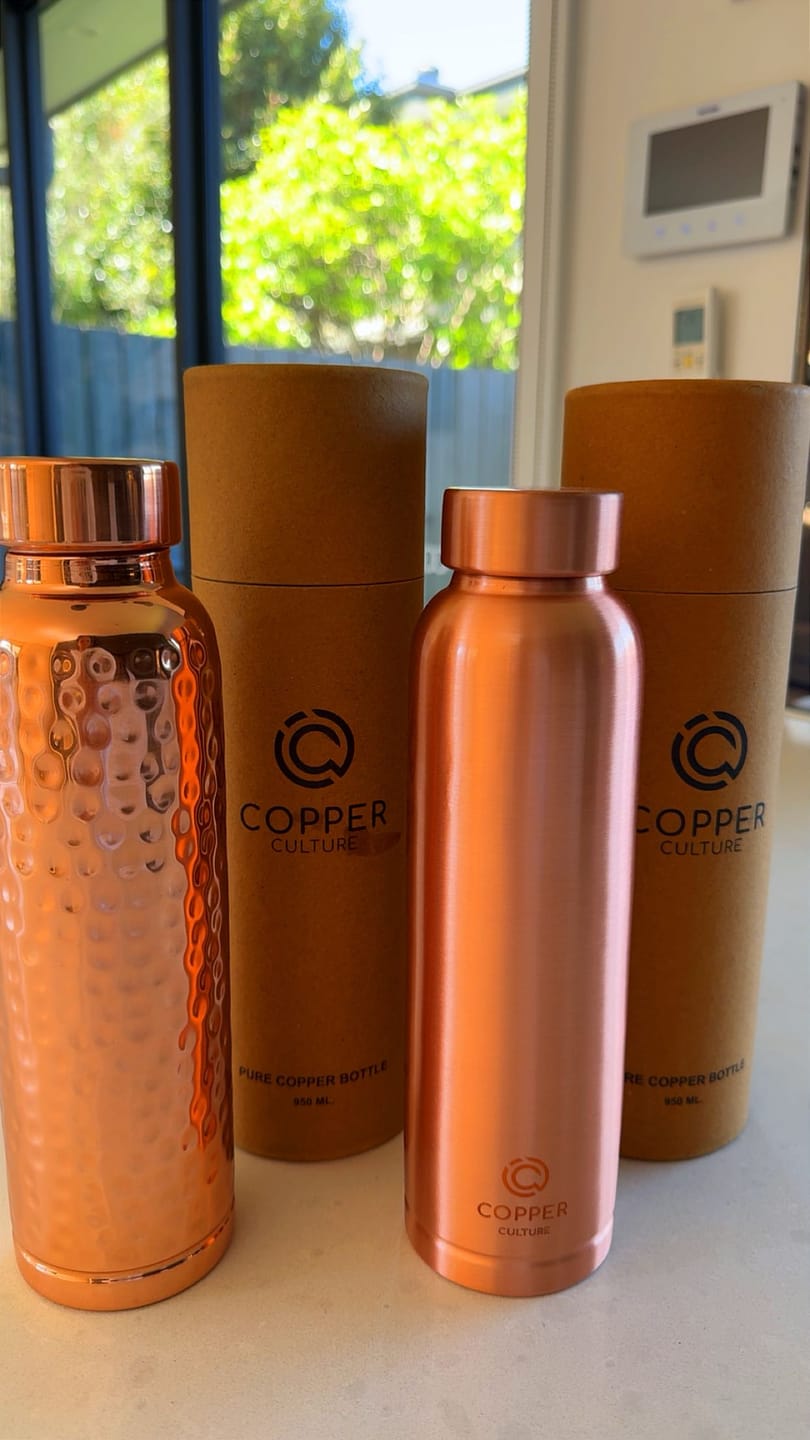 Customer photo review of Hammered Pure Copper Water Bottle 950ml