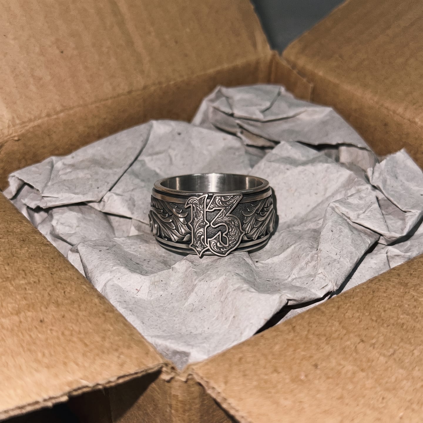 Customer photo review of Lucky 13 Scroll Ring