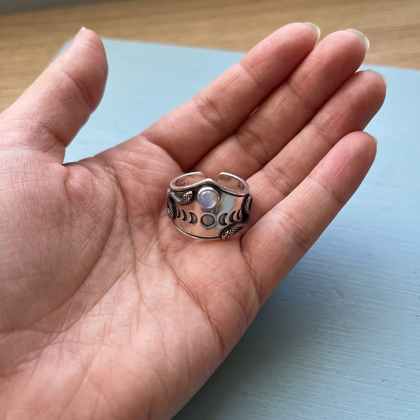 Customer photo review of Serpent Moonstone Ring
