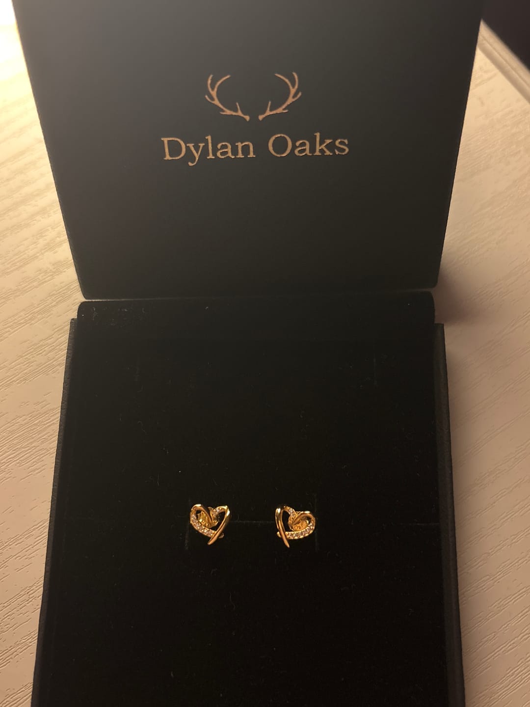 Customer photo review of Crystal Heart Stud Earrings Gold