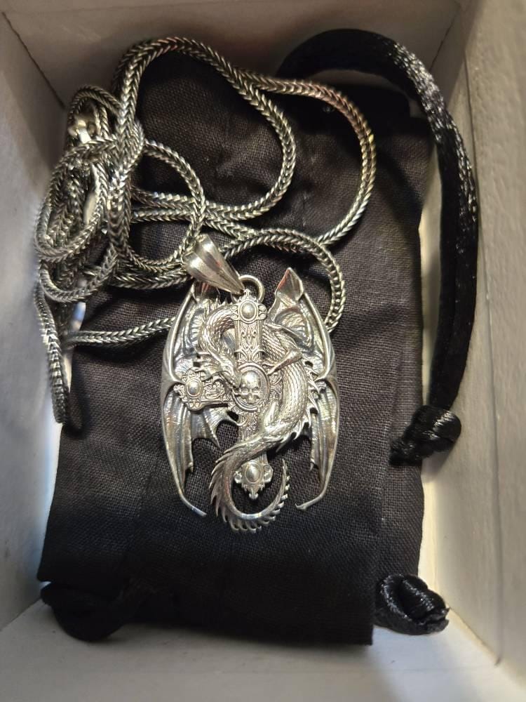 Customer photo review of Winged Dragon Cross Pendant