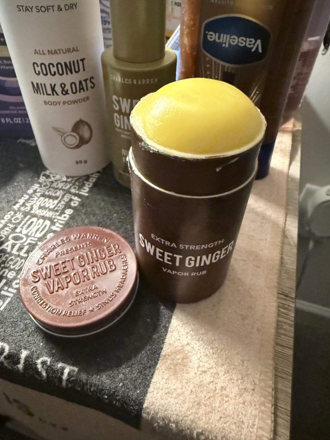 Customer photo review of Extra Strength Sweet Ginger Vapor Rub Stick