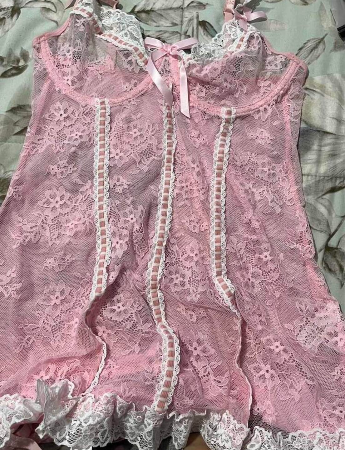 Customer photo review of Fátima Vestido Babydoll de Lencería Rosa