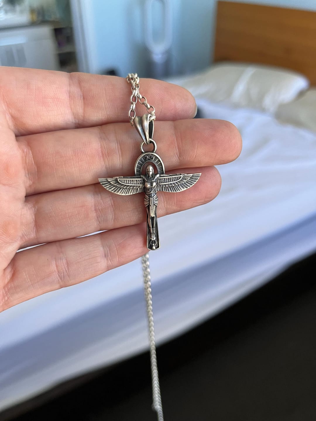 Customer photo review of Winged Crux Ansata Pendant