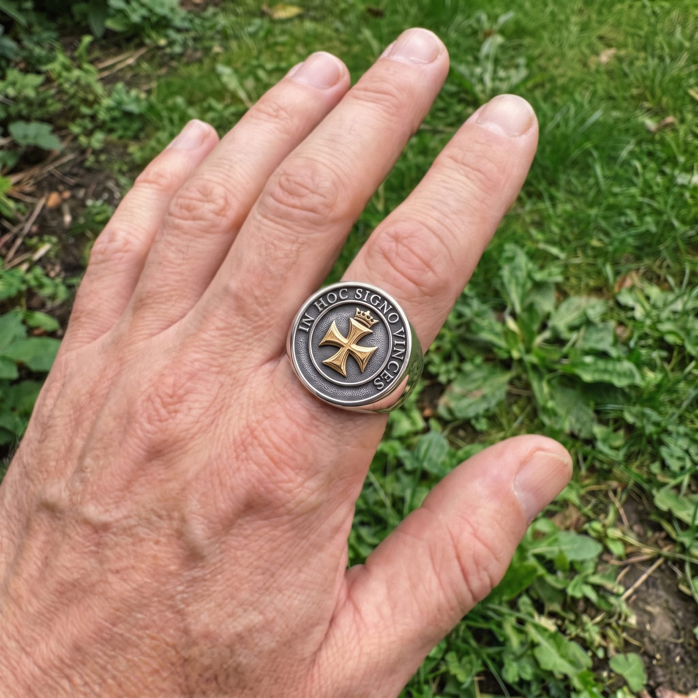 Customer photo review of Templar Cross and Crown Ring