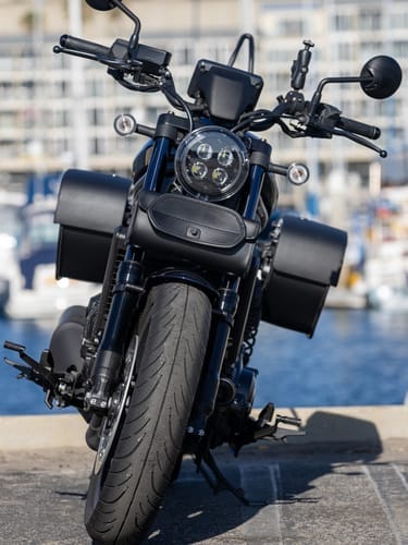 Customer photo review of 28L - Panzer Medium Quick Mount Honda Rebel 1100 Leather Saddlebags