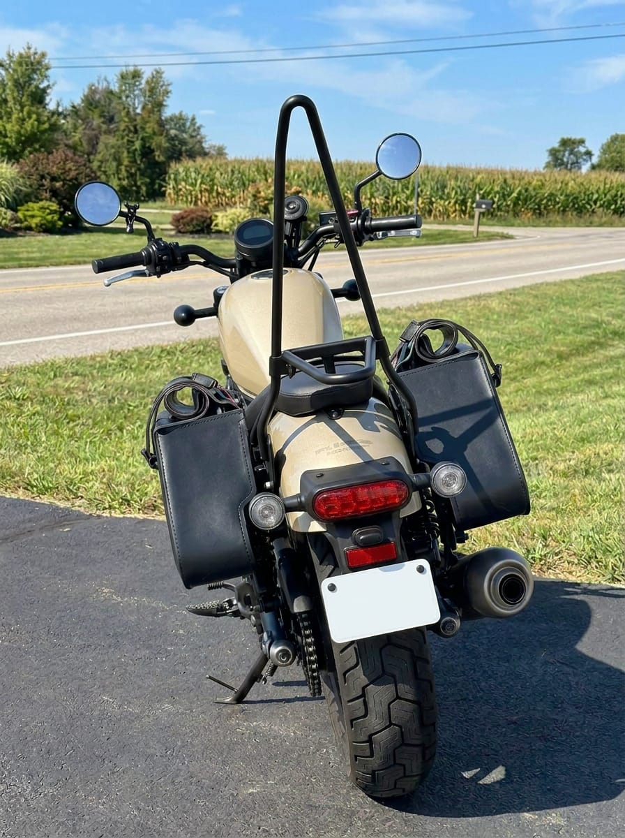 Customer photo review of 30L - SpiritBlade Roll-Top Large Honda Rebel 500/ABS Motorcycle Leather Saddlebags