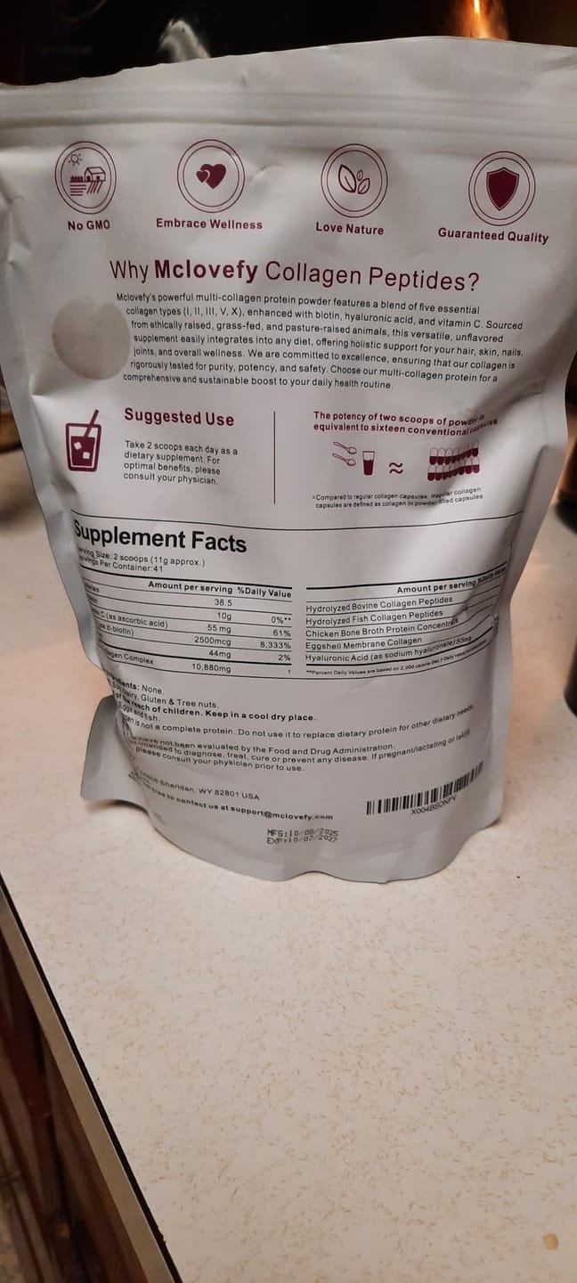 Customer photo review of Multi Collagen Peptides Powder for Women – Types I, II, III, V & X – 454g