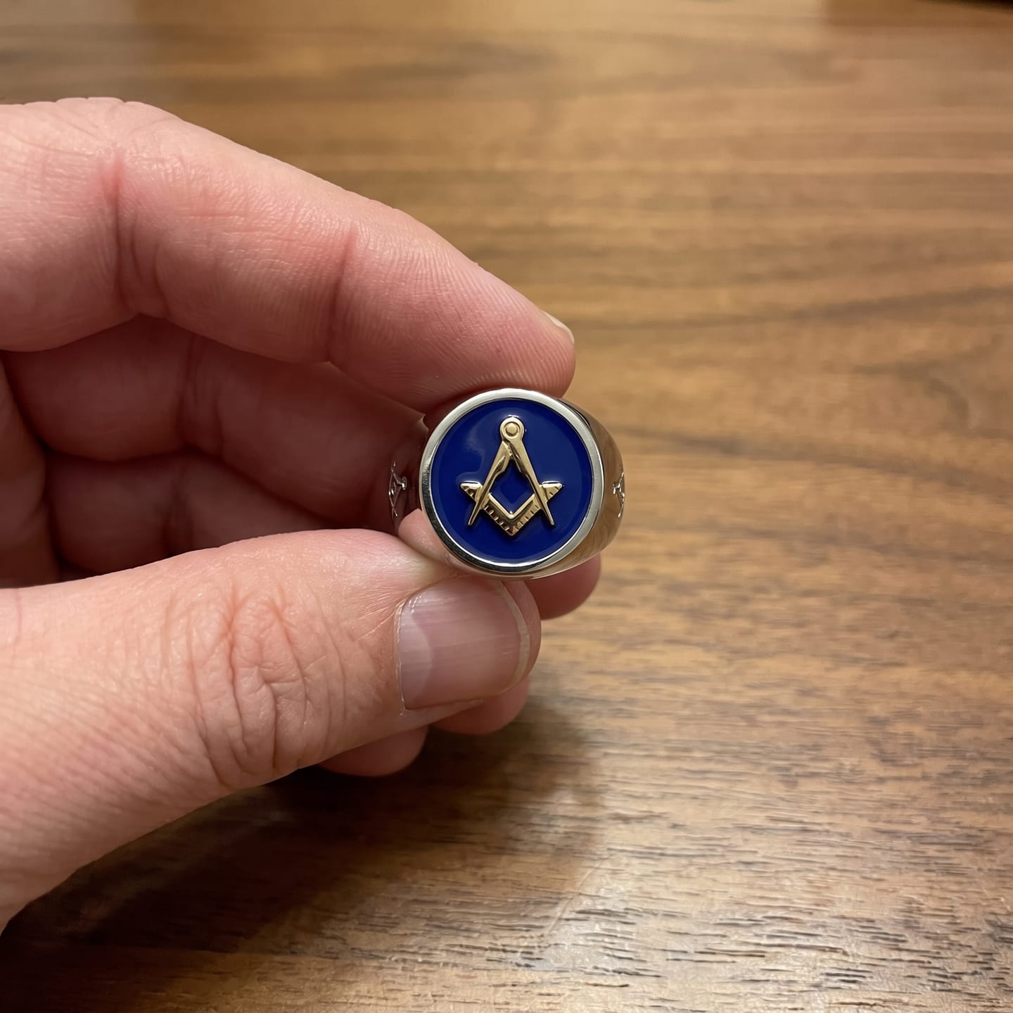 Customer photo review of Blue Lodge Masonic Signet Ring