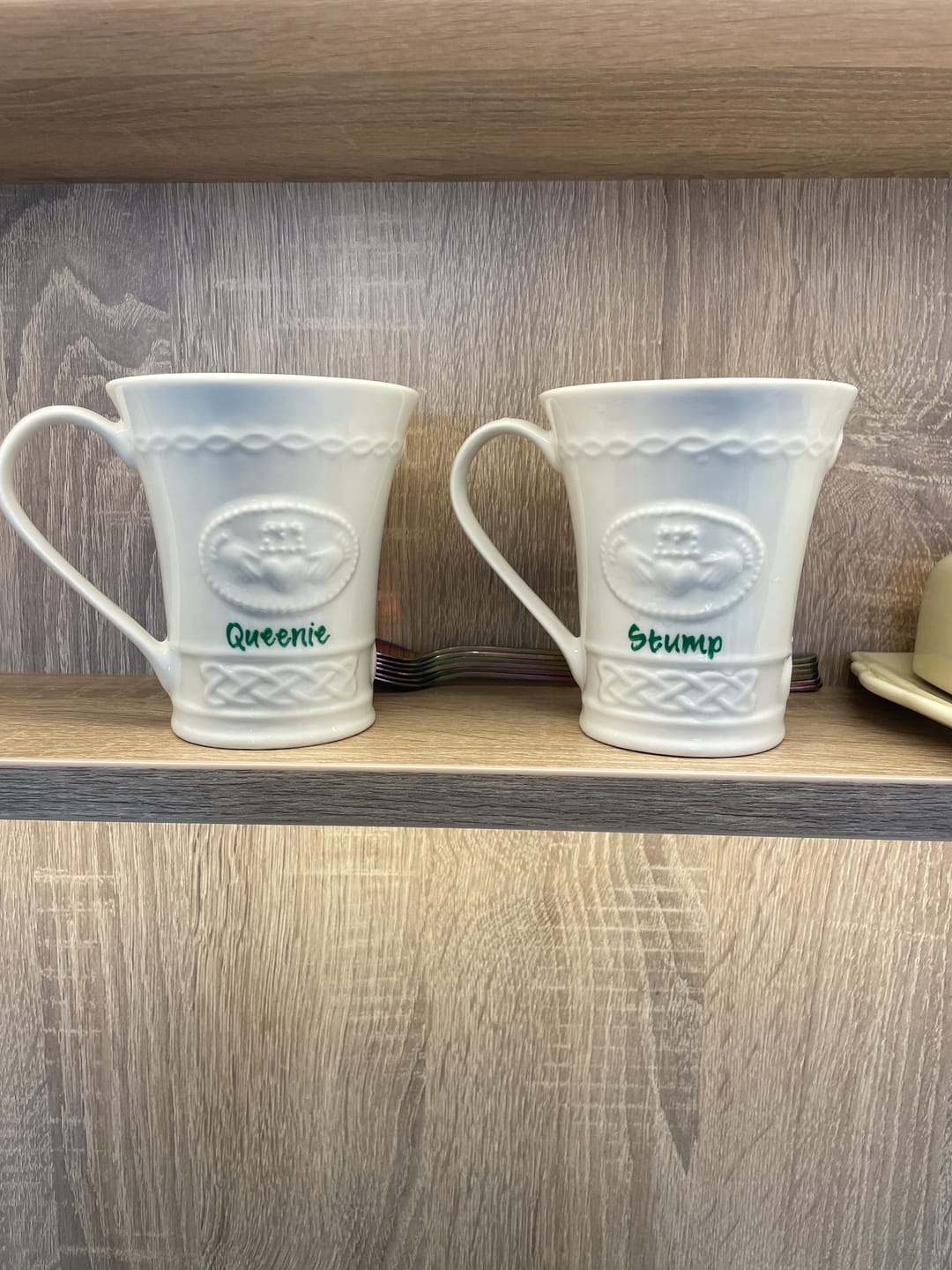 Customer photo review of Belleek Classic Claddagh 10oz Mug Pair