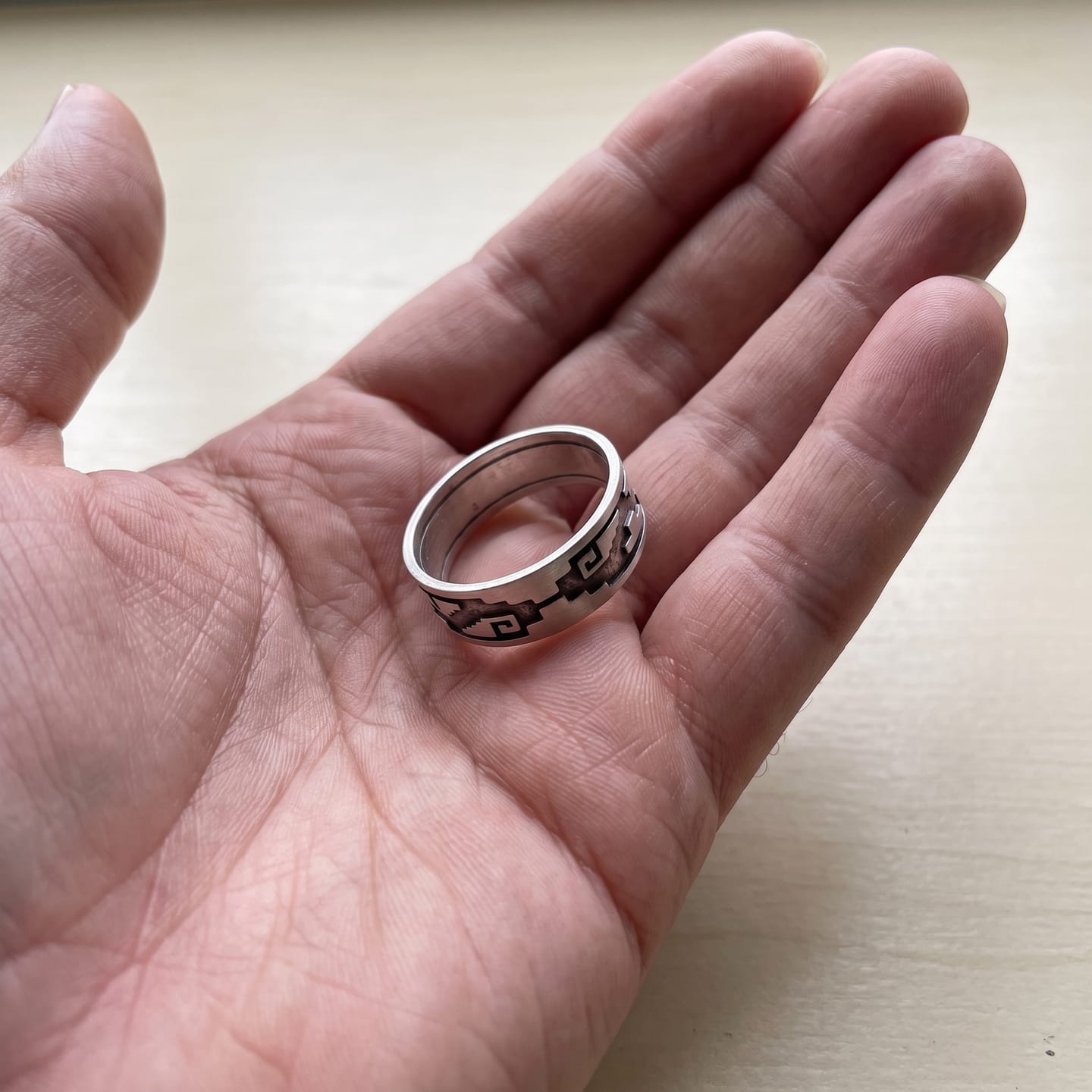 Customer photo review of Aztec Pattern Ring